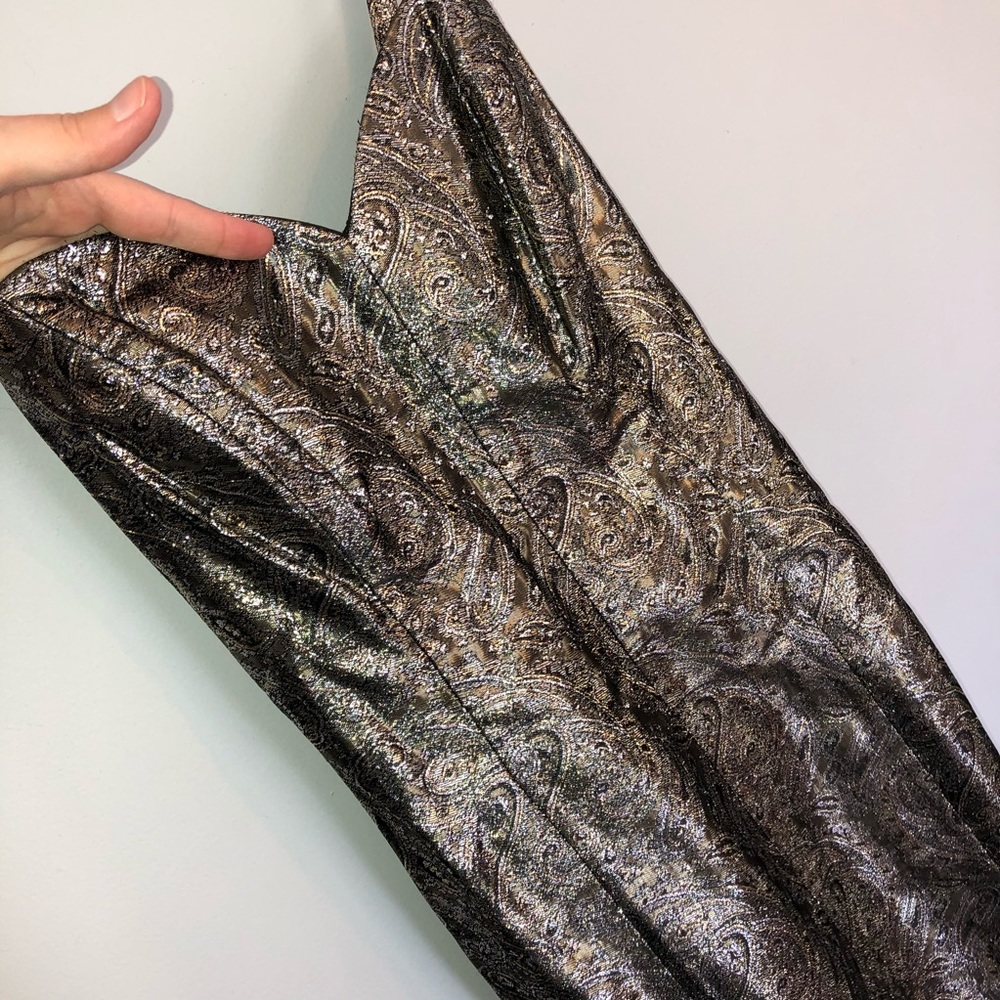Nicole Miller Gold Print Long Party Dress - Picture 3 of 11